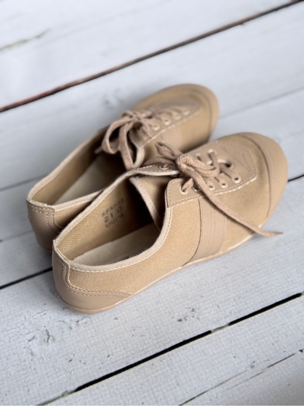 Asahi Japan Canvas Deck Shoes – Beige (Size JP 21.0)